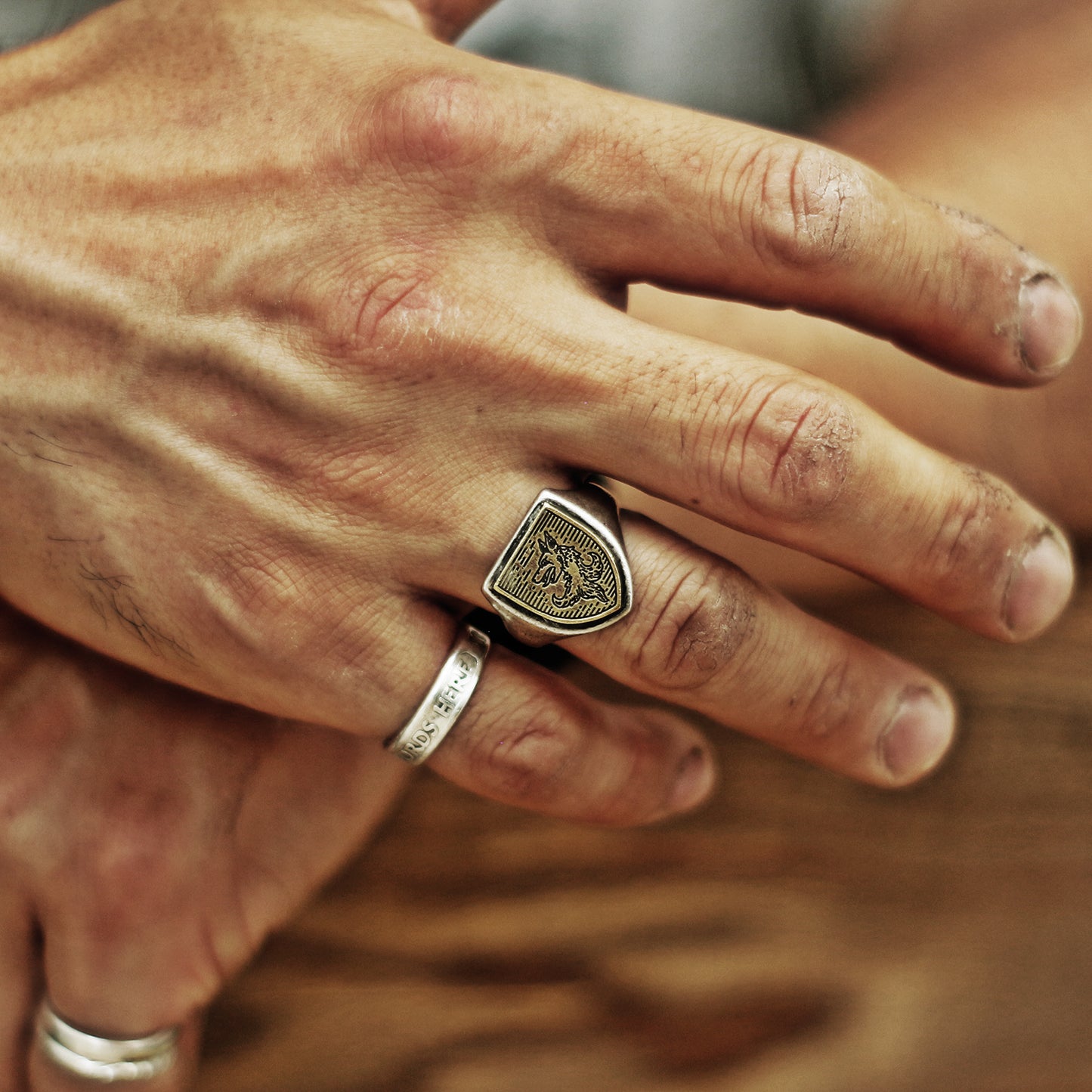 RS-160 Medieval woodcut inspired wolf ring, vintage ring, carved ring, manly ring, mans ring, crest ring, signet ring, wolf ring, rustic ring, Chevalier ring