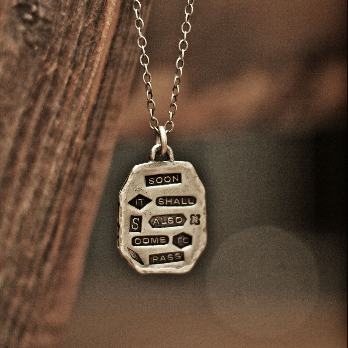PS-072 King solomon's quote imprinted pendant, hand stamped pendant, hallmark pendant, quote pendant, vintage pendant, vintage necklace, quote necklace