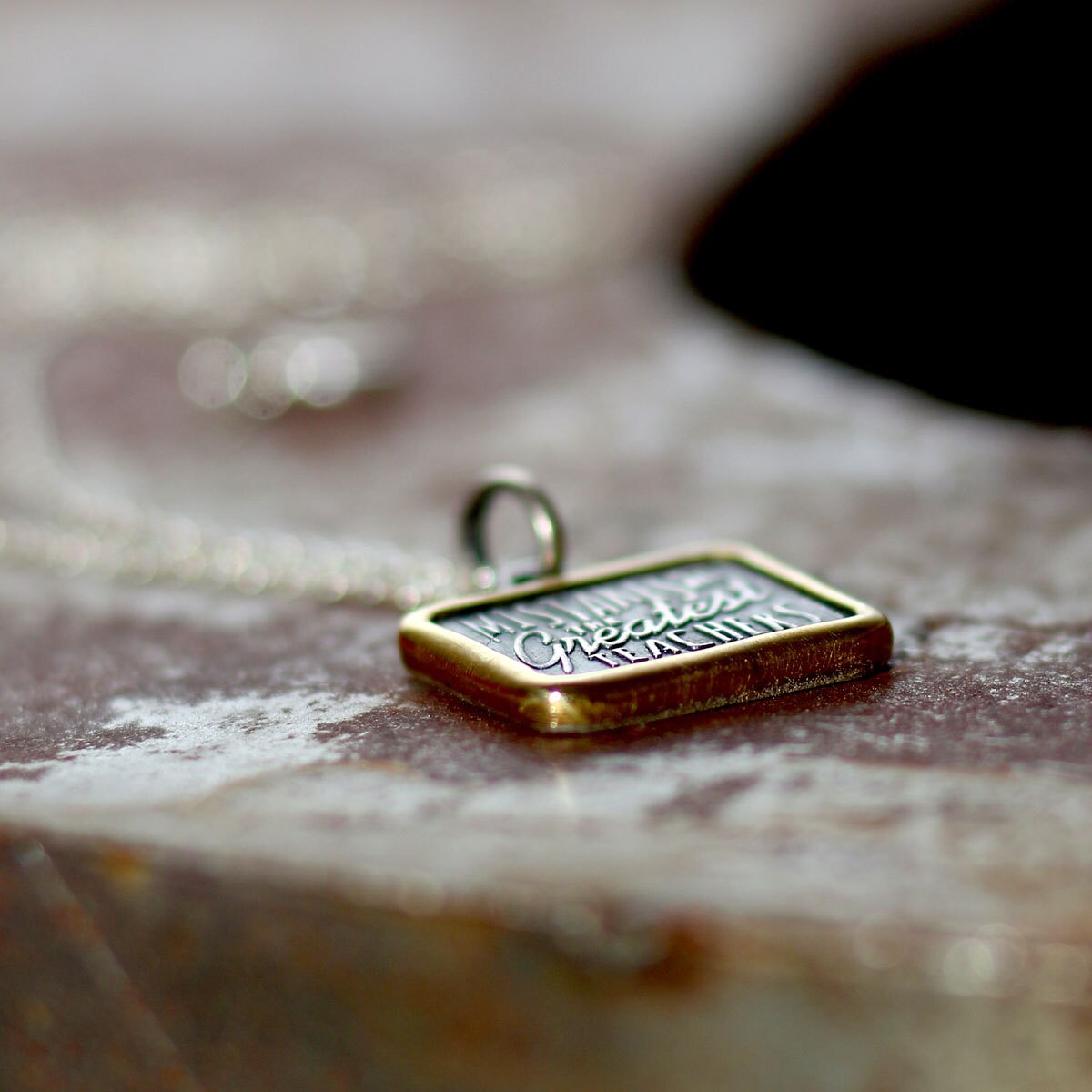PS-073 Raised word pendant, calligraphy pendant, quote pendant, vintage pendant, vintage necklace, quote necklace, embossed letters, raised letter