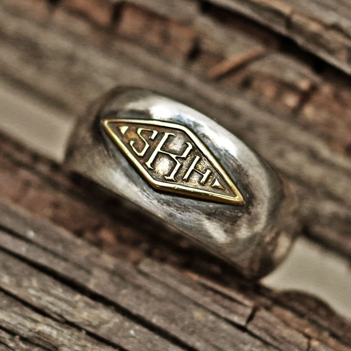 RS-145 Diamond shaped 3 initials monogram ring, word ring, name ring, mans ring, vintage ring, silver ring, engraved ring, personalized ring, custom ring