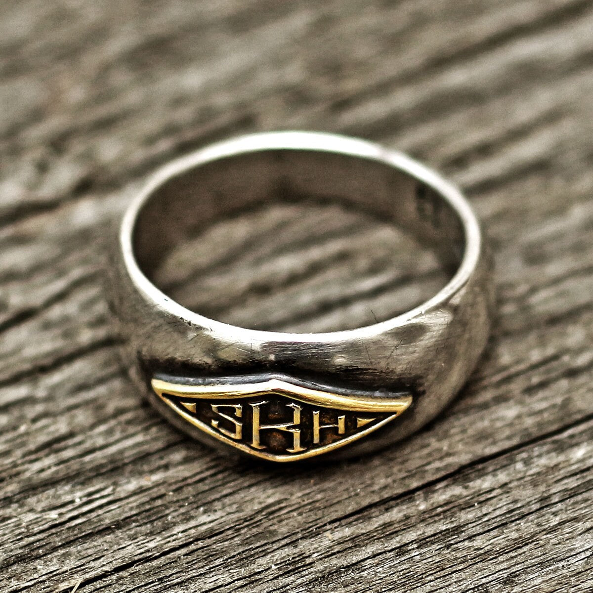 RS-145 Diamond shaped 3 initials monogram ring, word ring, name ring, mans ring, vintage ring, silver ring, engraved ring, personalized ring, custom ring