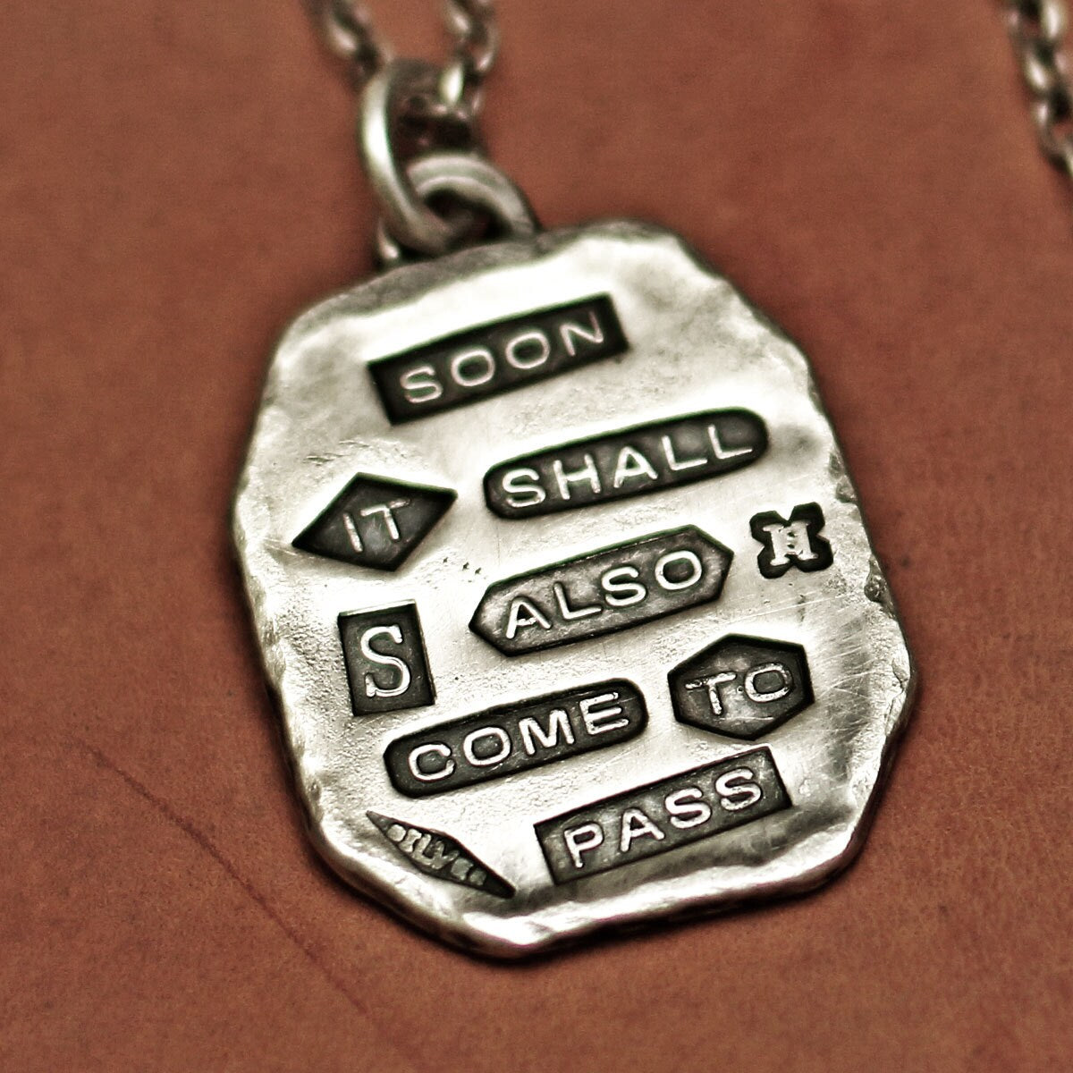 PS-072 King solomon's quote imprinted pendant, hand stamped pendant, hallmark pendant, quote pendant, vintage pendant, vintage necklace, quote necklace