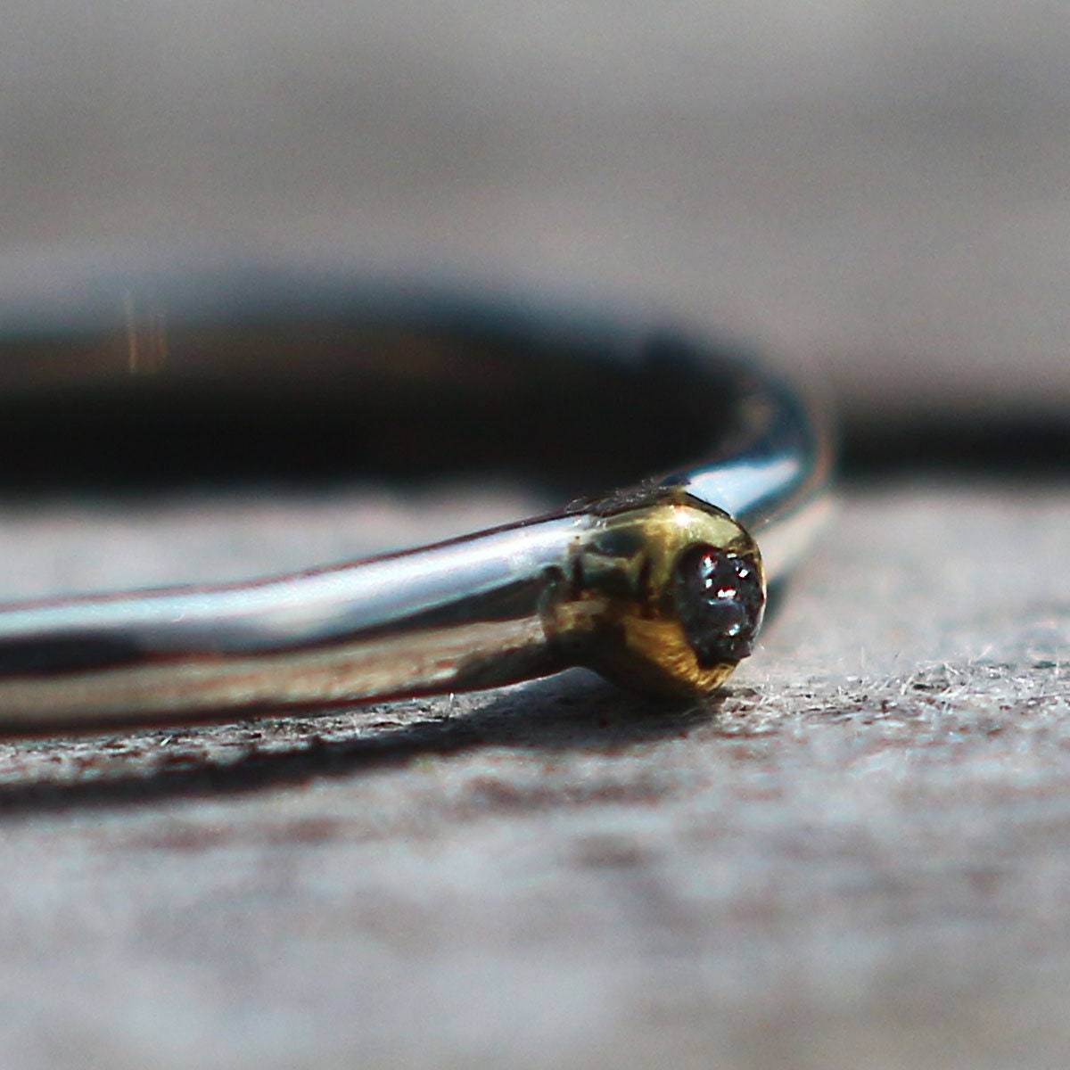 RS-155 Rough diamond thin silver ring, thin silver ring, love ring, cute ring, friendship ring, stone ring