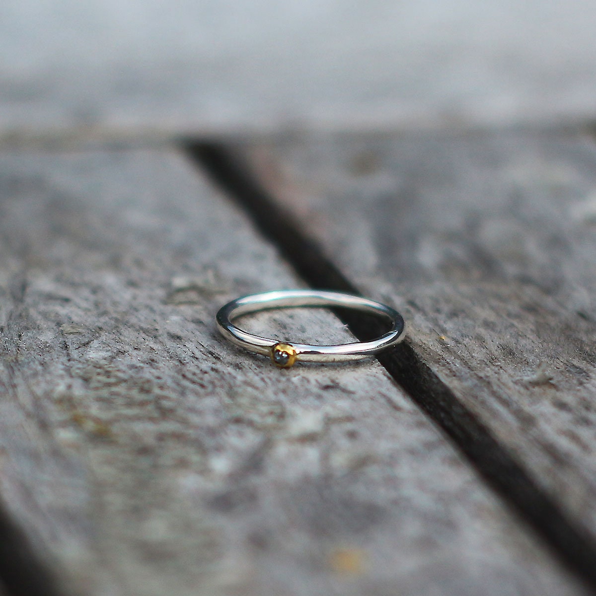 RS-155 Rough diamond thin silver ring, thin silver ring, love ring, cute ring, friendship ring, stone ring