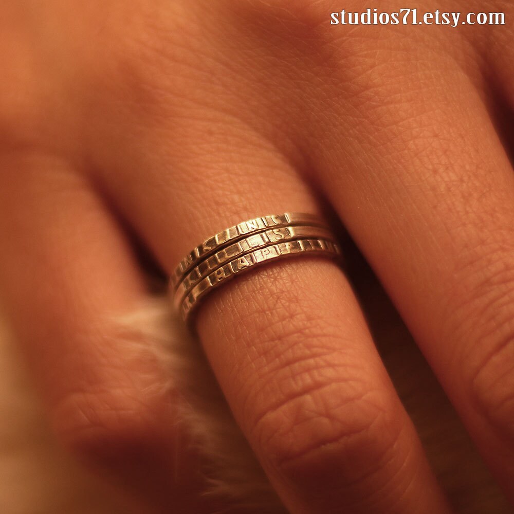RS-131 Personalized thin silver ring with raised letters, name ring, date ring, custom ring, engraved ring, word ring, love ring, cute ring
