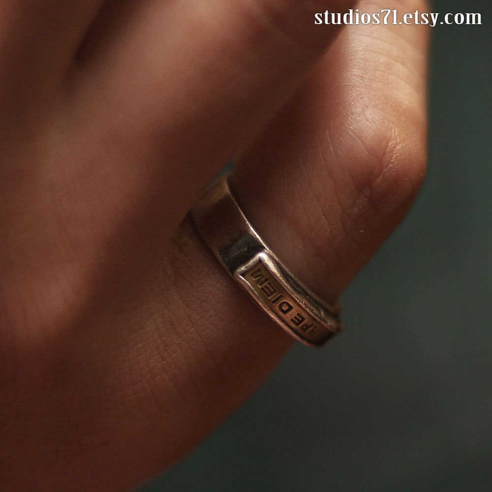 RS-136 Top Custom word brass plate clamped silver ring, love ring, name ring, message ring, promise ring, quote ring, silver ring, engraved ring, personalized ring