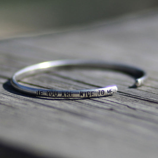 BS-024 Hand stamped personalized word cuff, letter bracelet, ID cuff, vintage cuff