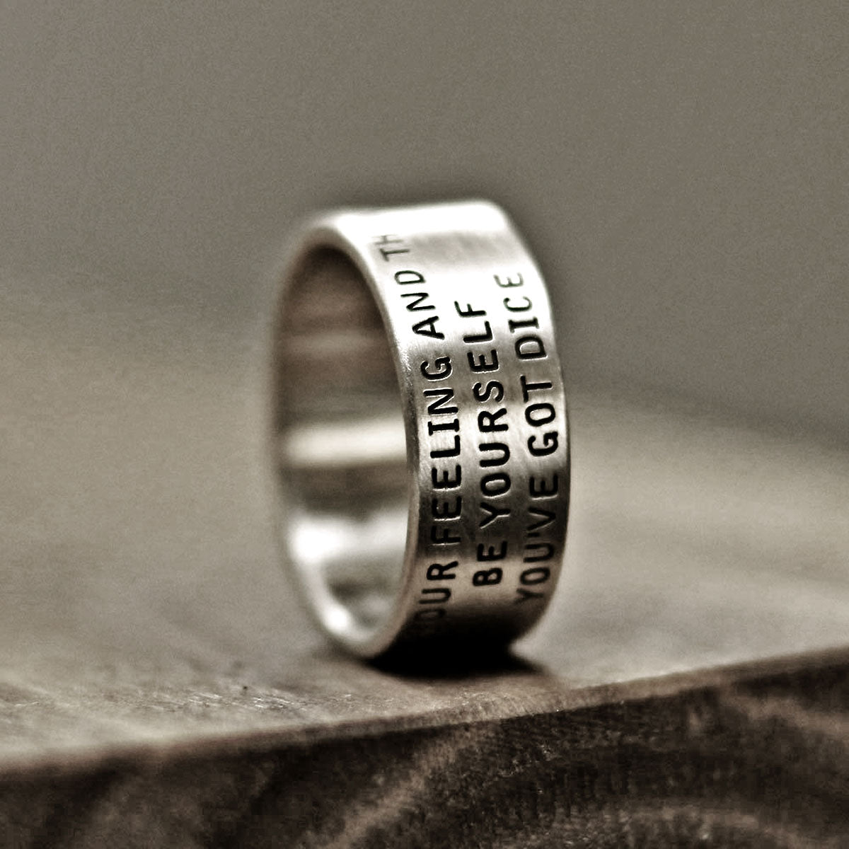 RS-073 Personalized Bellgothic wide word ring, love ring, name ring, message ring, promise ring, quote ring