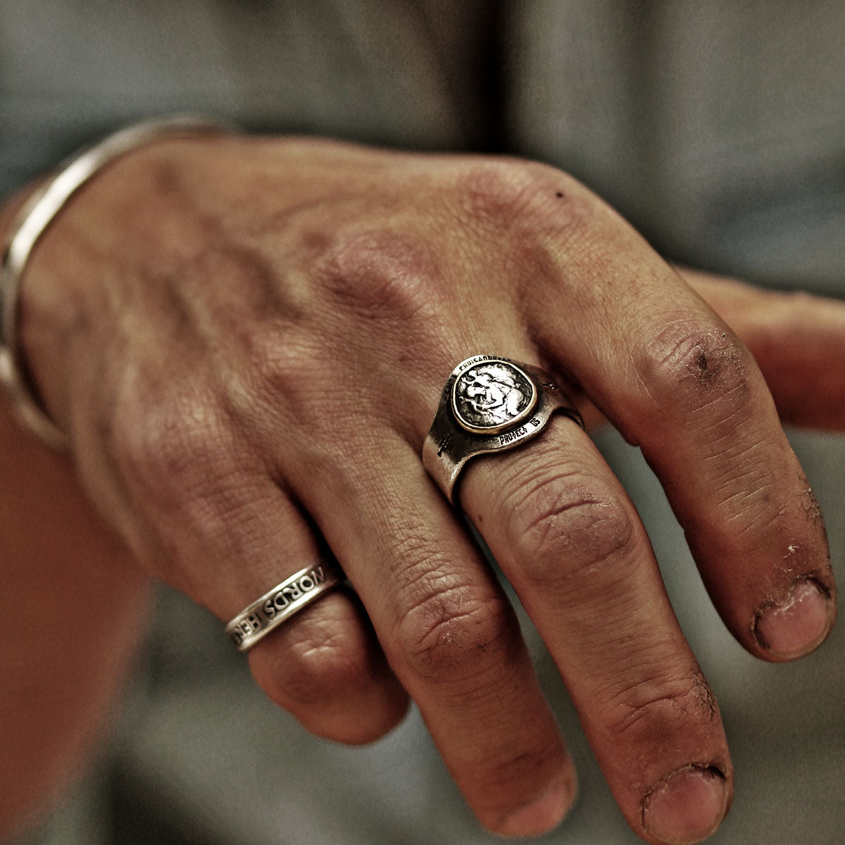 Silberring im Vintage-Stil mit St. Christopher-Münze, empfohlen als katholischer religiöser Ring