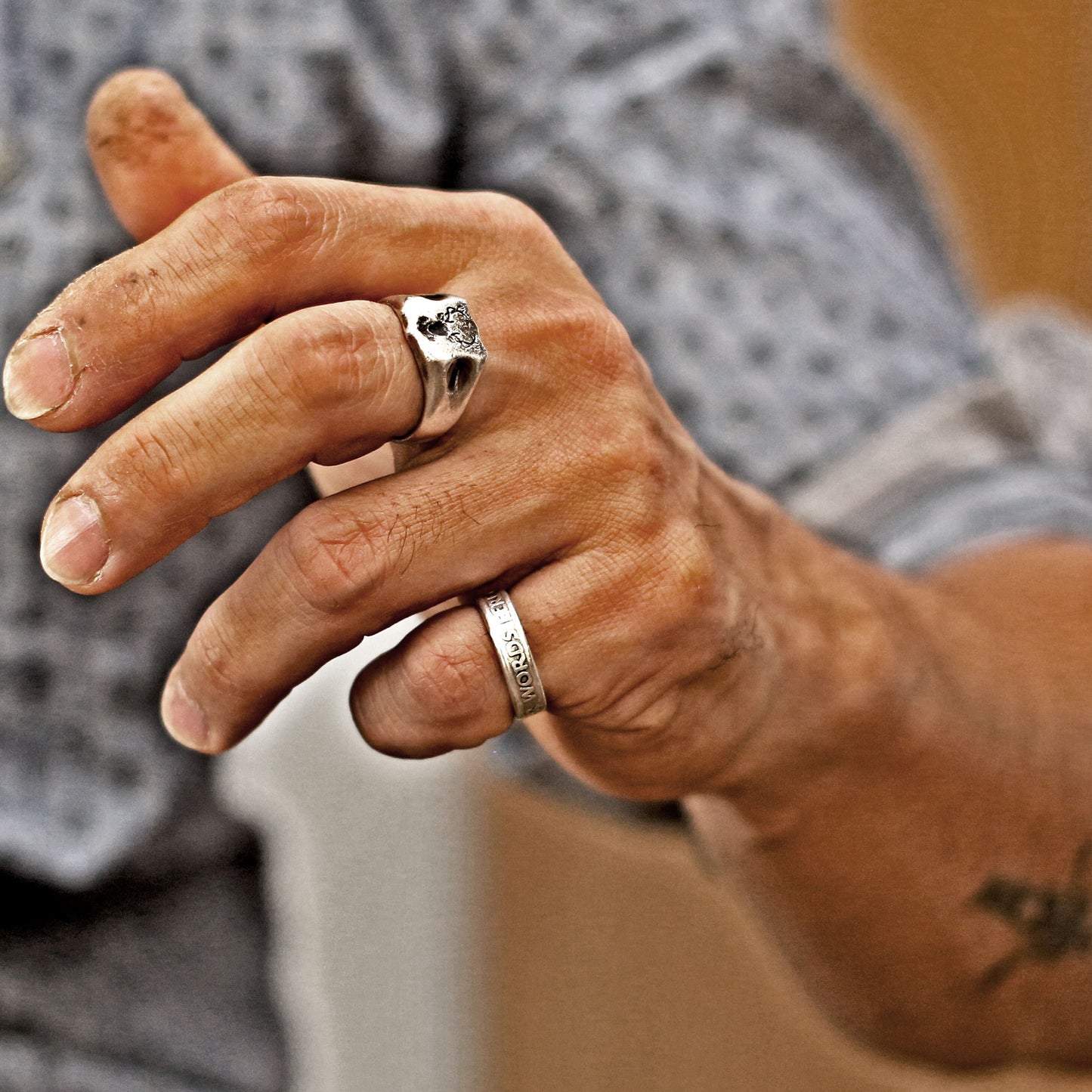 Wachssiegelring, Vintage-Ring, rustikaler Ring, geschnitzter Ring, männlicher Ring, Männerring, Wappenring, Siegelring, Bock, Hirsch, Charm-Ring, Siegelring