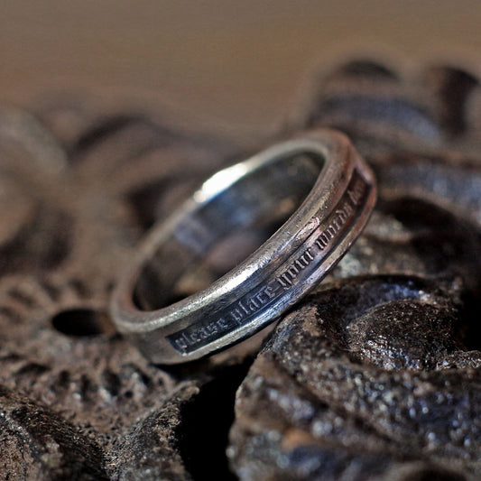 RS-181 Personalized Raised Old English Word Ring, vintage ring, rustic ring, medieval ring