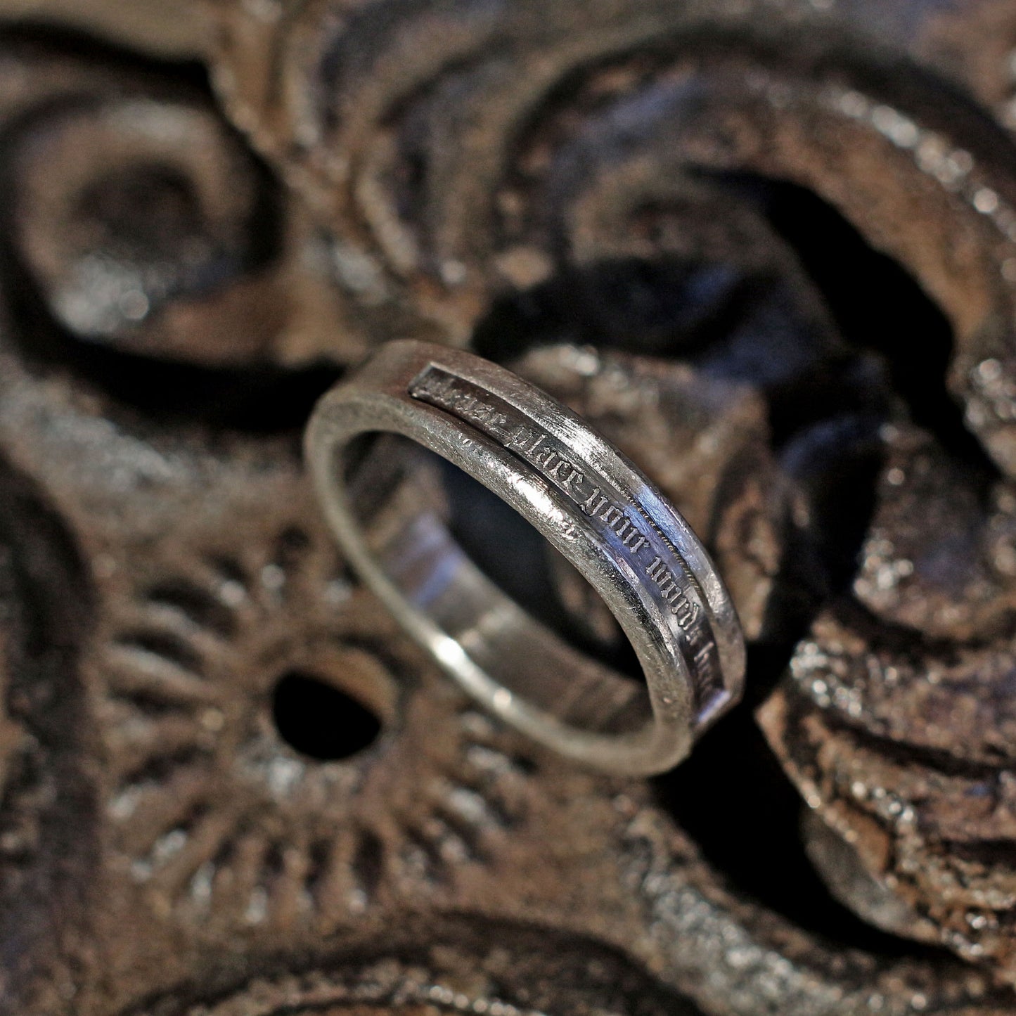 RS-181 Personalized Raised Old English Word Ring, vintage ring, rustic ring, medieval ring