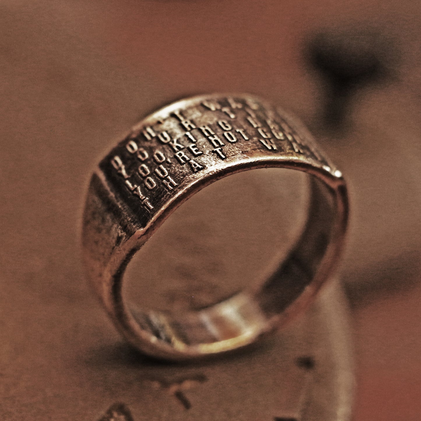 RS-194 Embossed word silver ring, quote ring