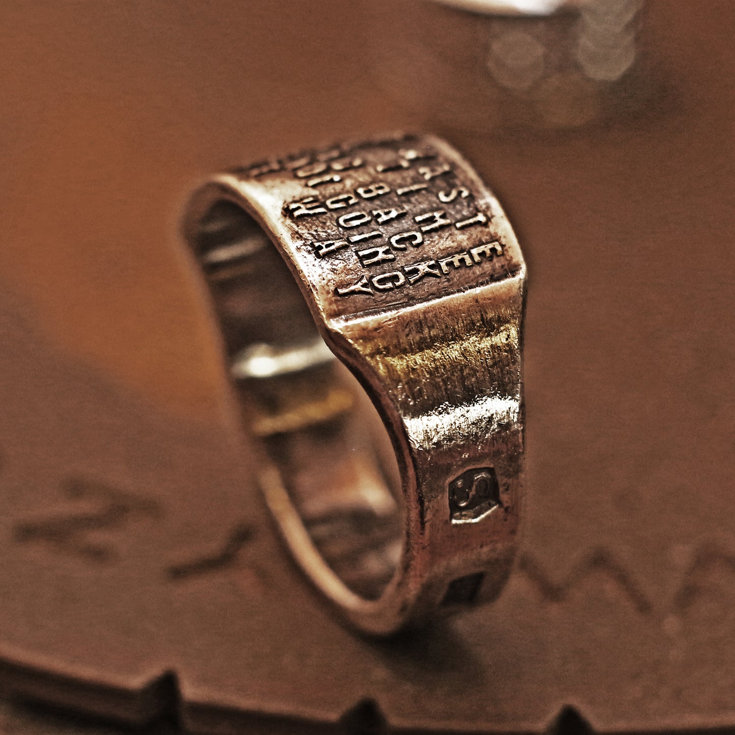 RS-194 Embossed word silver ring, quote ring