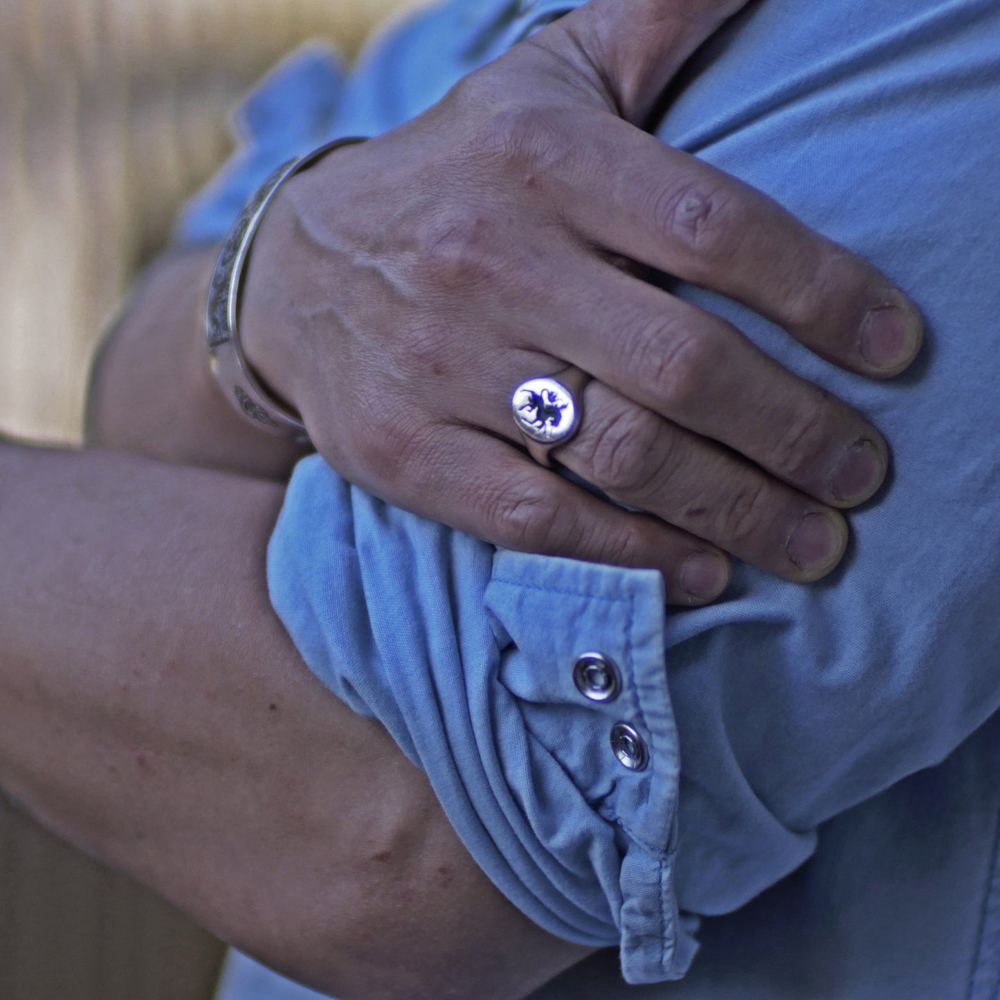 Wachssiegelring, Vintage-Ring, rustikaler Ring, geschnitzter Ring, männlicher Ring, Männerring, Wappenring, Siegelring, Löwenwappen, Charm-Ring, Chevalier