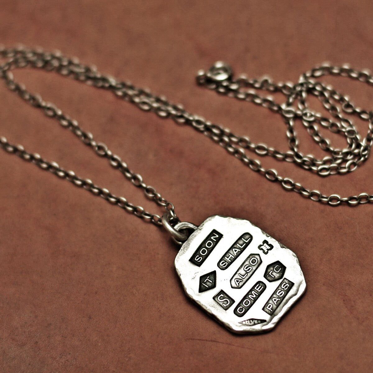 PS-072 King solomon's quote imprinted pendant, hand stamped pendant, hallmark pendant, quote pendant, vintage pendant, vintage necklace, quote necklace