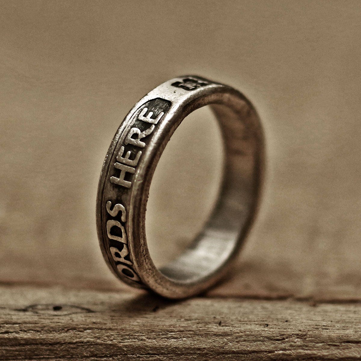 RS-150 Personalized Raised Roman Word Ring, silver ring, vintage ring, menly ring, men ring, rustic ring, vintage ring, medieval ring, roman ring, word ring, raised words, quote ring