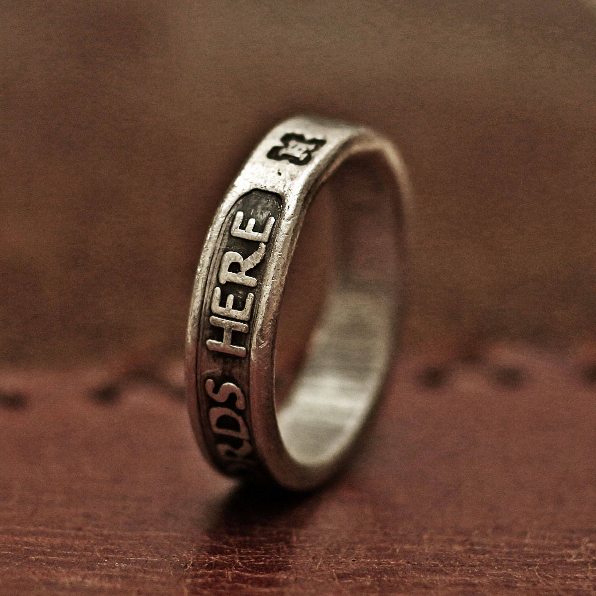 RS-150 Personalized Raised Roman Word Ring, silver ring, vintage ring, menly ring, men ring, rustic ring, vintage ring, medieval ring, roman ring, word ring, raised words, quote ring