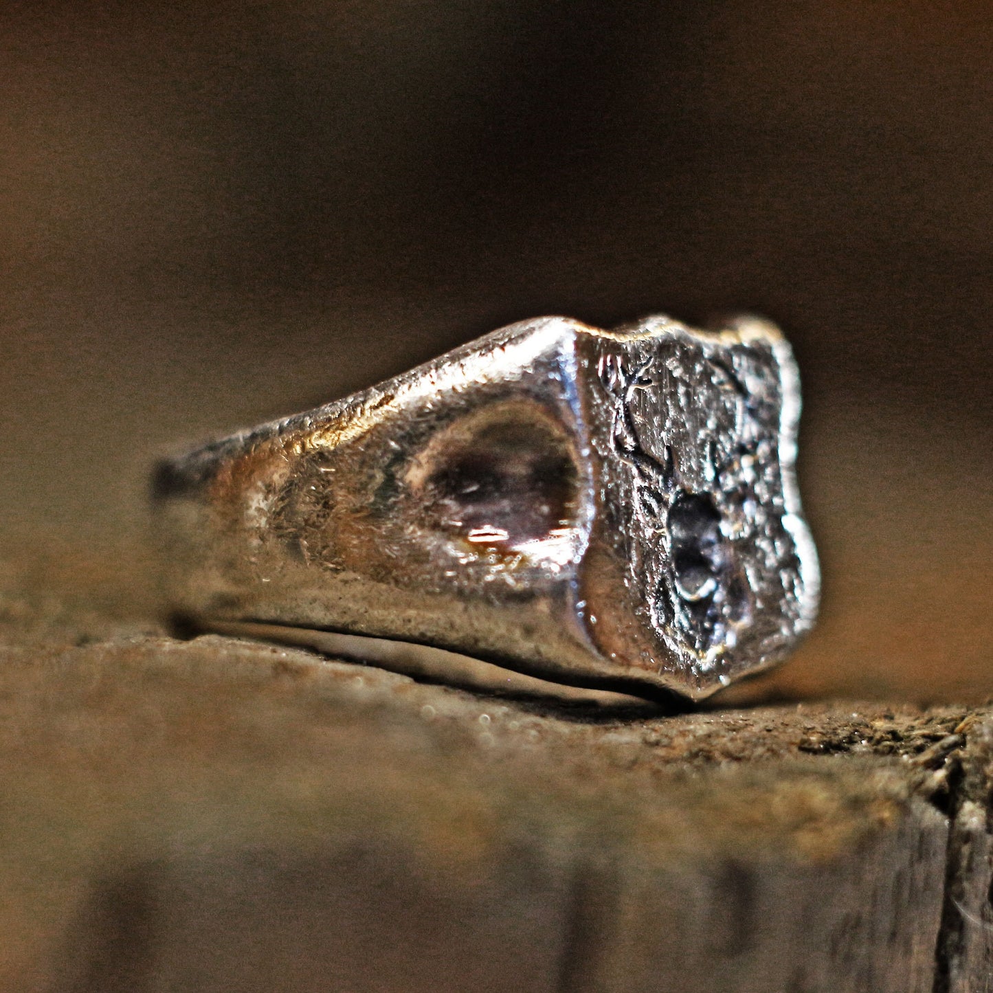 Wachssiegelring, Vintage-Ring, rustikaler Ring, geschnitzter Ring, männlicher Ring, Männerring, Wappenring, Siegelring, Bock, Hirsch, Charm-Ring, Siegelring