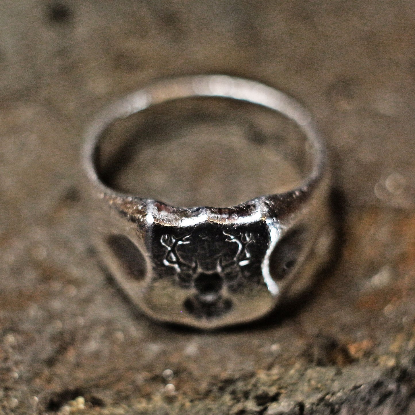 Wachssiegelring, Vintage-Ring, rustikaler Ring, geschnitzter Ring, männlicher Ring, Männerring, Wappenring, Siegelring, Bock, Hirsch, Charm-Ring, Siegelring