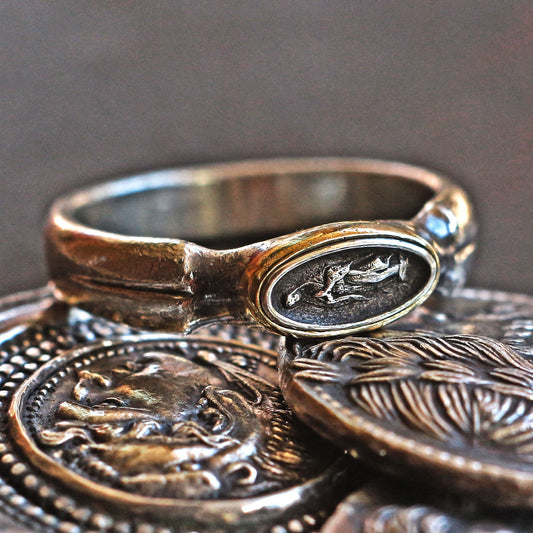 Vintage-Ring, rustikaler Ring, geschnitzter Ring, Heiligenring, Siegelring, Charm-Ring, Marienring, christlicher Ring, katholischer Ring, Mittelalter-Ring