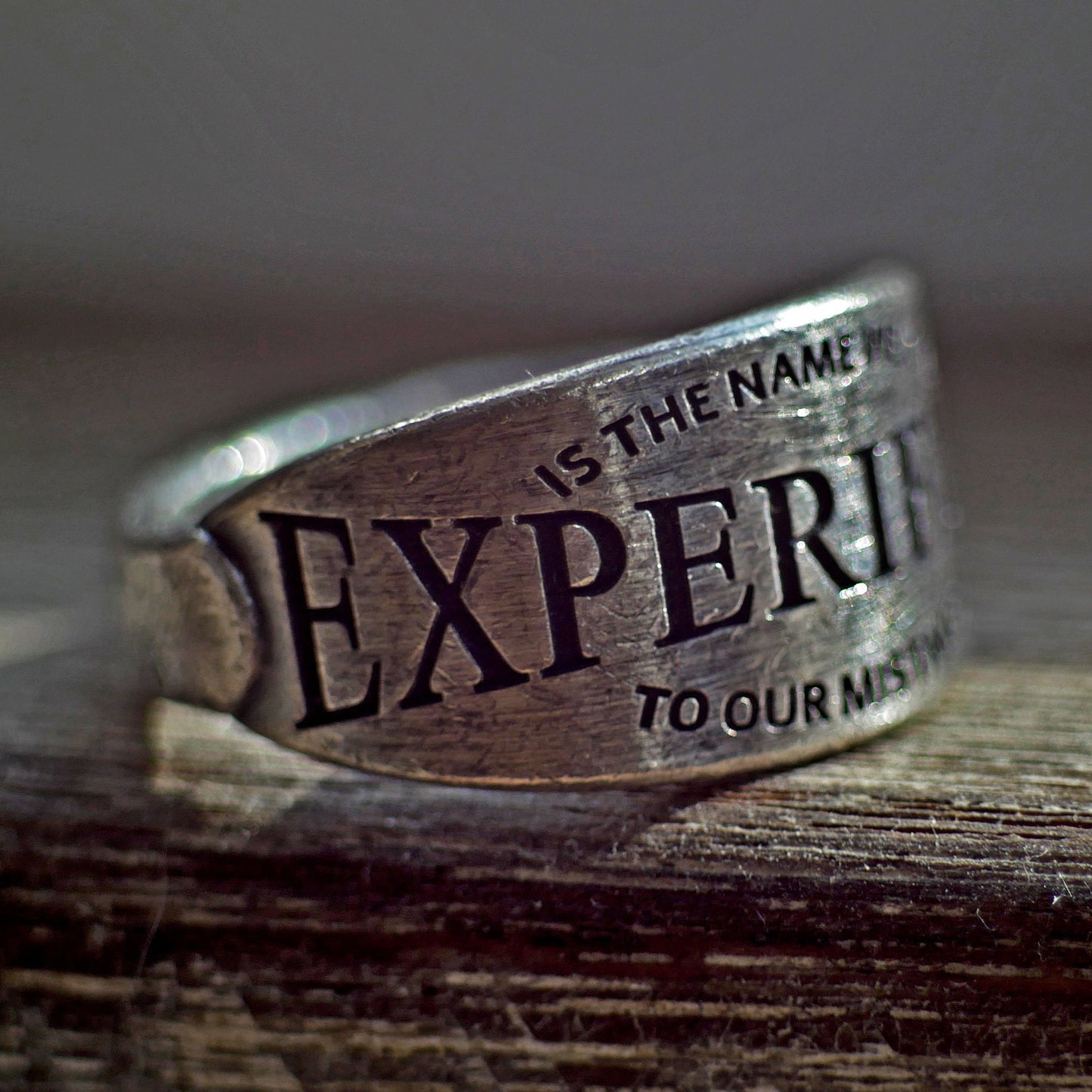 RS-184  Personalized graphic silver ring, word ring, message ring, promise ring, quote ring, engraved ring, custom ring