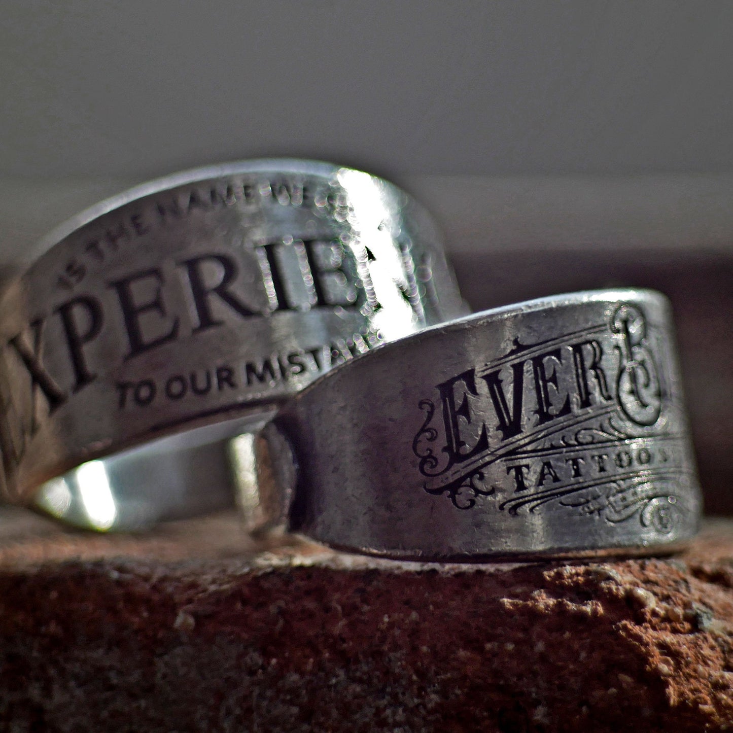 RS-184  Personalized graphic silver ring, word ring, message ring, promise ring, quote ring, engraved ring, custom ring