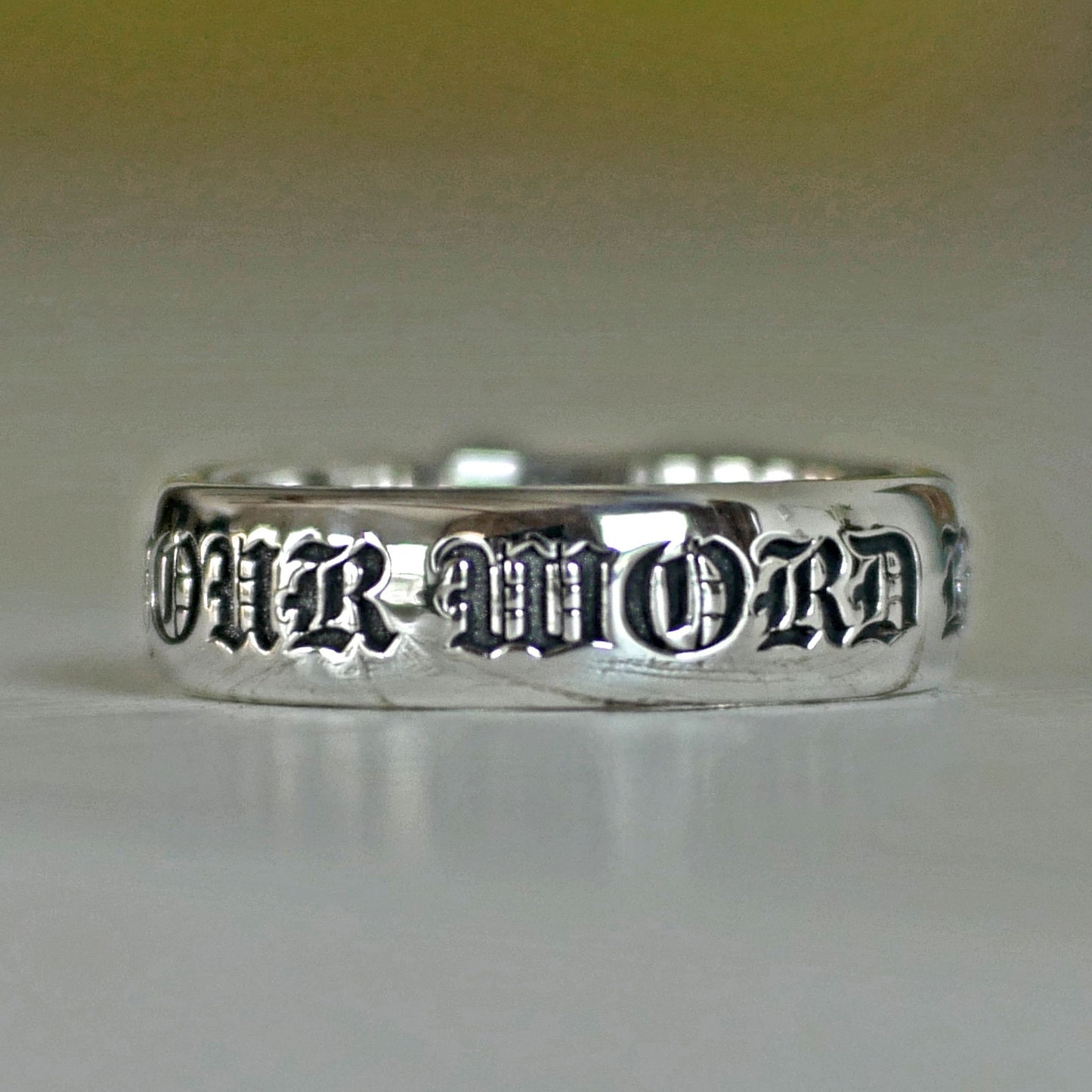 Silberring, schlichter Ring, Herrenring, Wortring, Zitatring, alter englischer Ring, Ehering